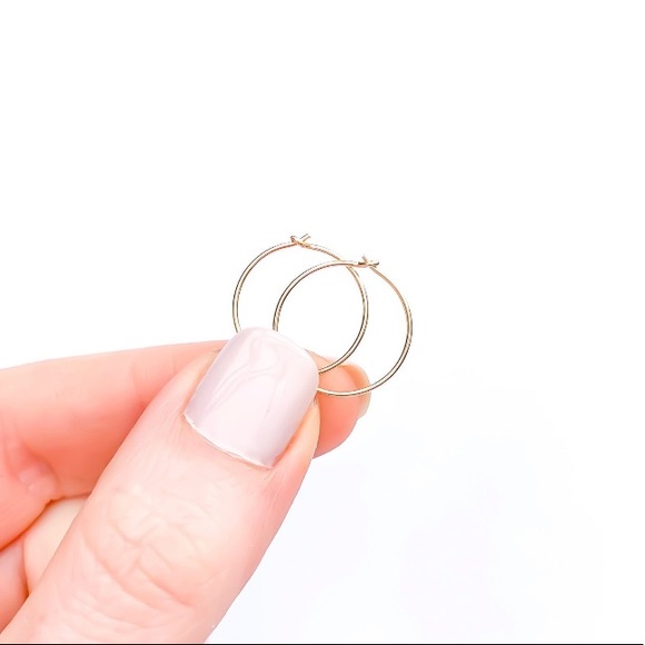 Hand Crafted Jewelry - Dainty 14k Gold filled ear hoops